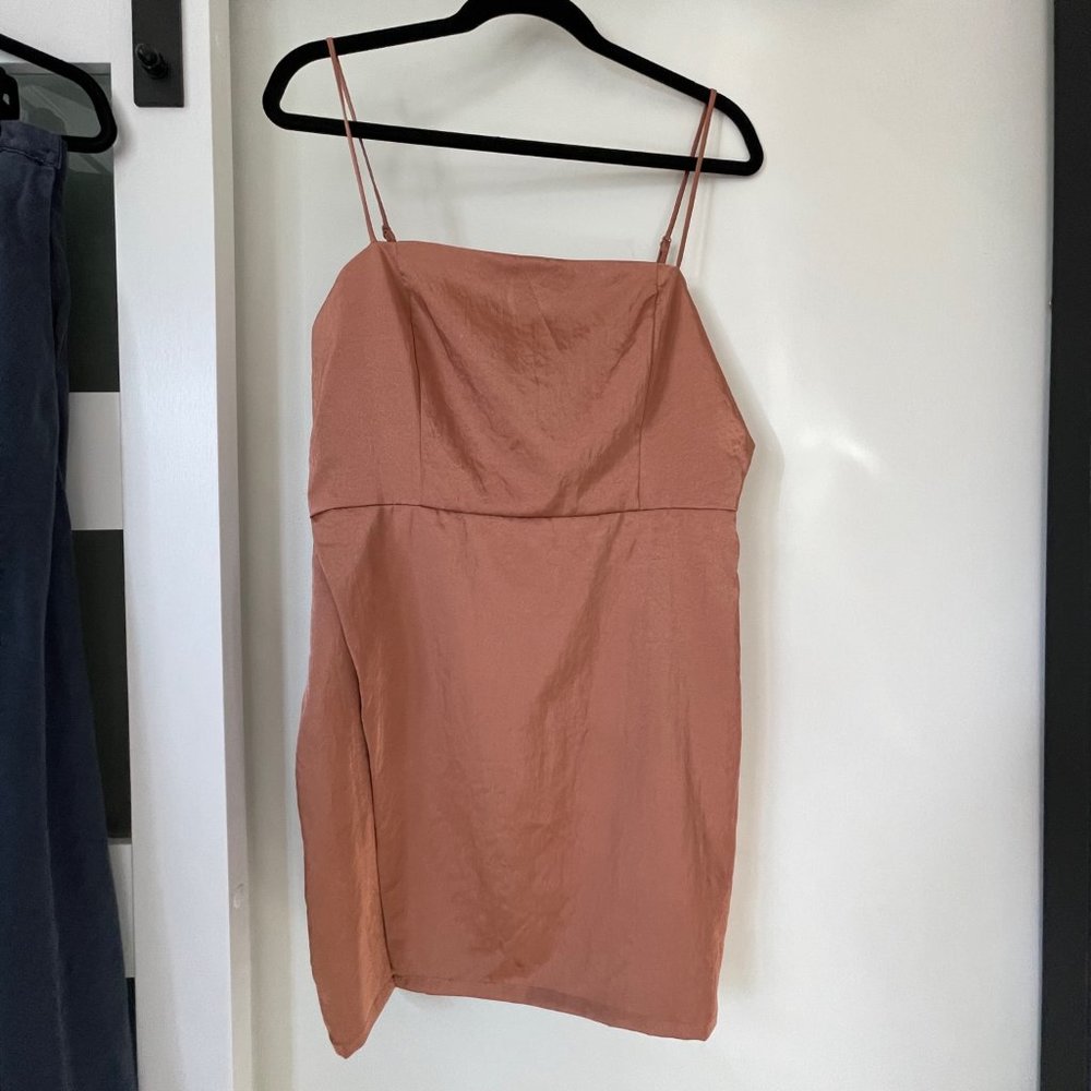 NWT revolve superdown Gianna Slit Mini Dress Nude Metallic Copper Size Large
